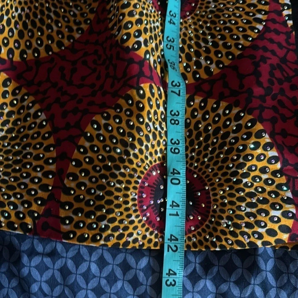 Kweenzyafrik Luxury  Ankara patterned studded cape open jacket Sz L - Picture 13 of 16